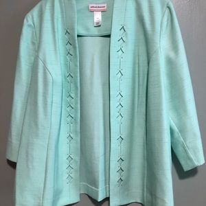 Alfred Dunner Jacket Mint Green 3/4 L Sleeves